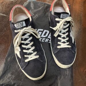 Golden Goose Blue and Red Sneakers